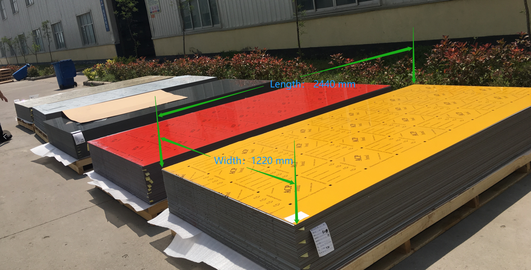 Tamaño estándar del panel compuesto de aluminio